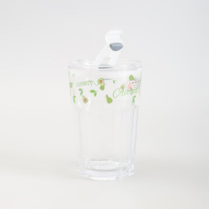 Adorable Avocado Series Glass with Straw