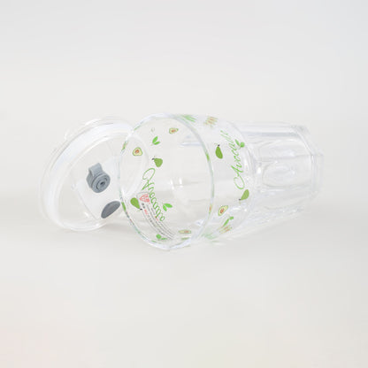 Adorable Avocado Series Glass with Straw