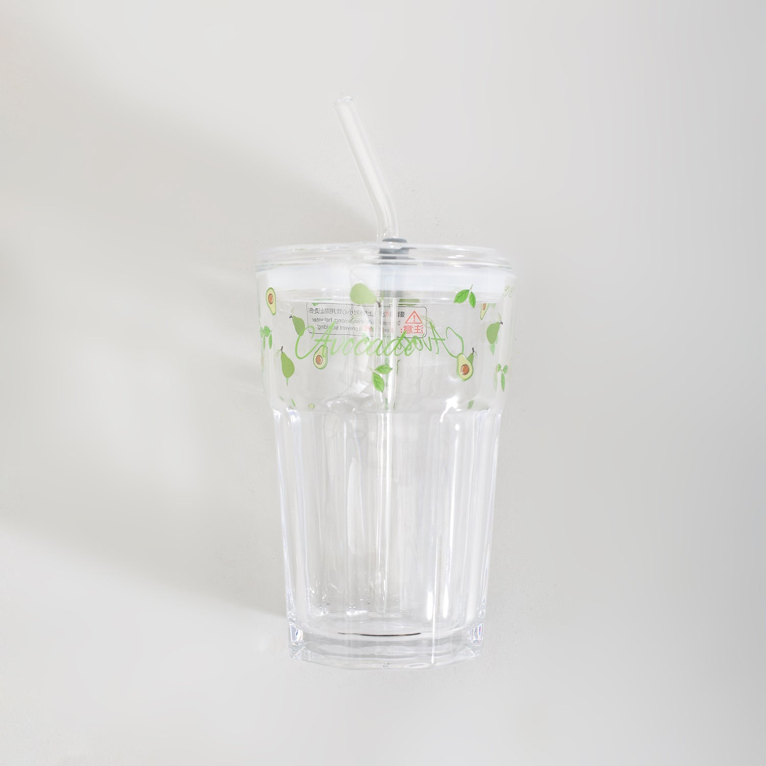 Adorable Avocado Series Glass with Straw