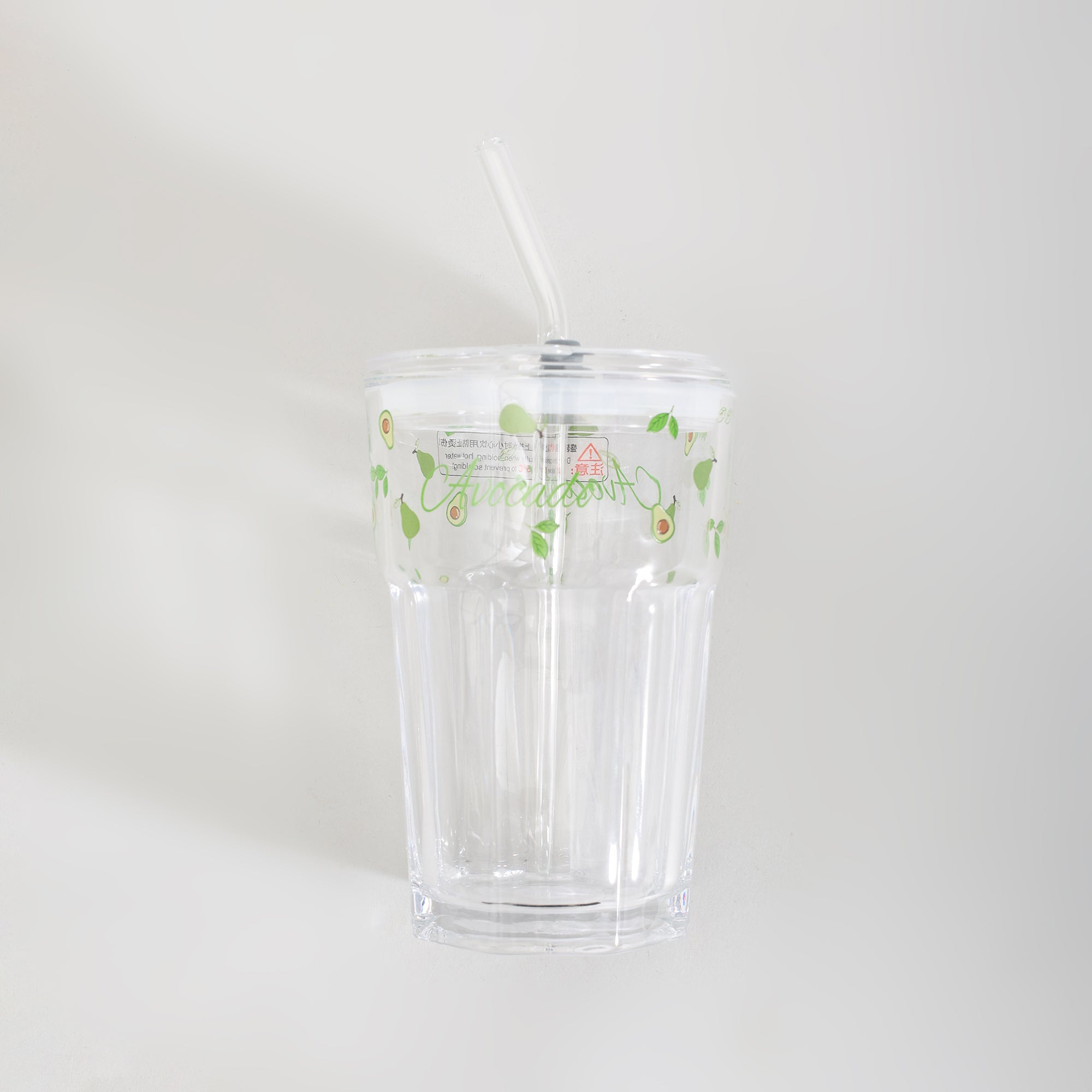 Adorable Avocado Series Glass with Straw
