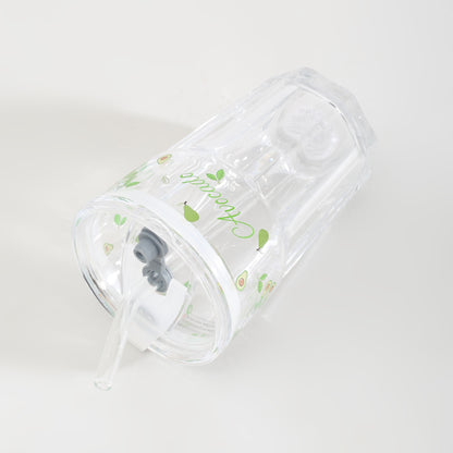 Adorable Avocado Series Glass with Straw