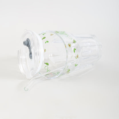 Adorable Avocado Series Glass with Straw