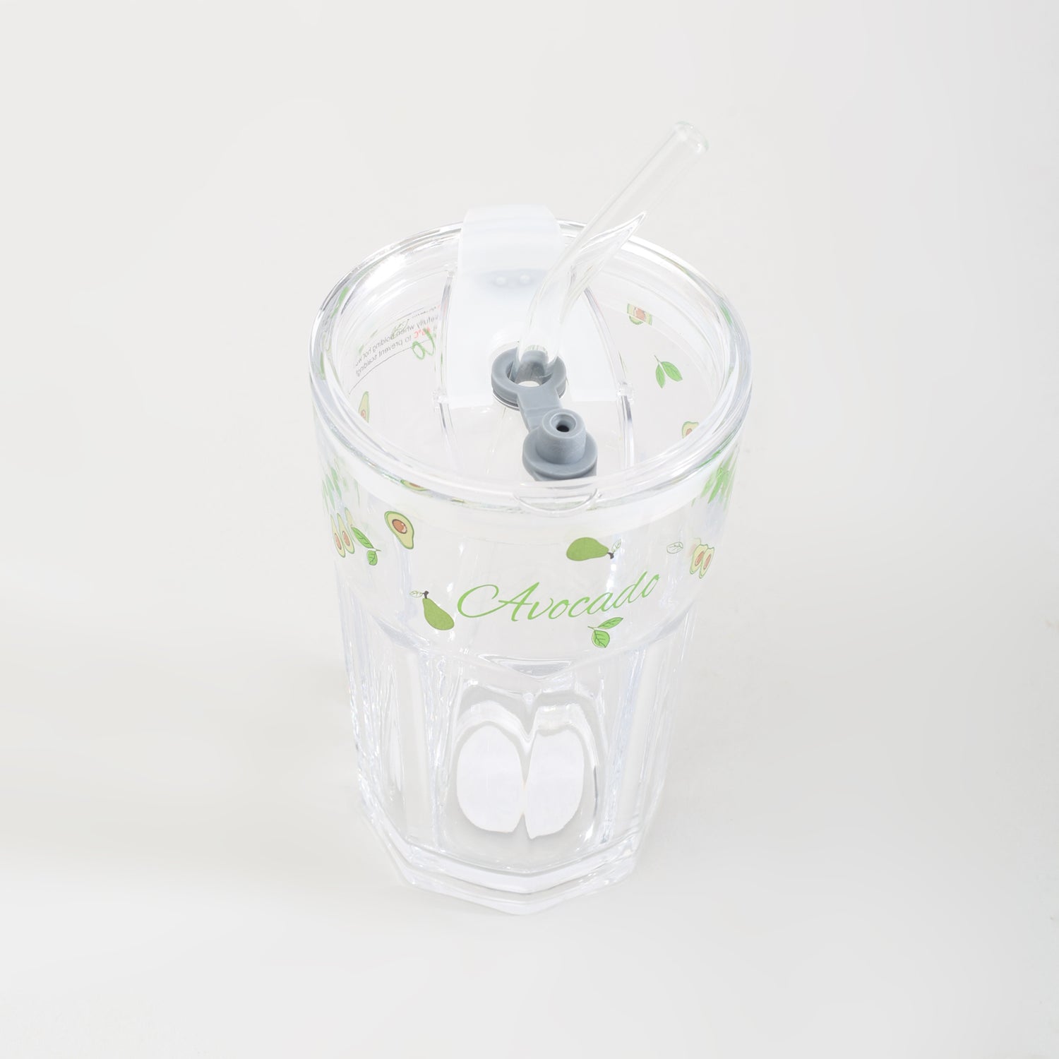 Adorable Avocado Series Glass with Straw