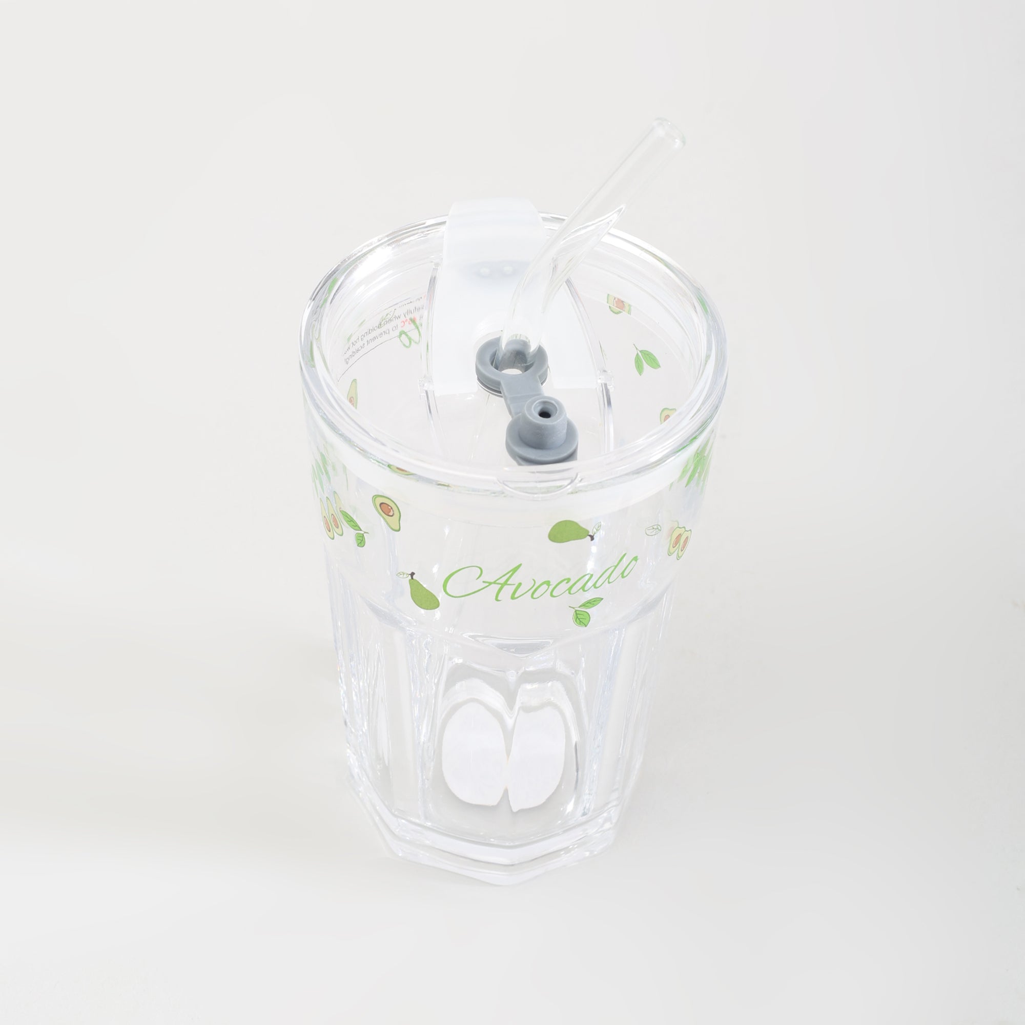 Adorable Avocado Series Glass with Straw