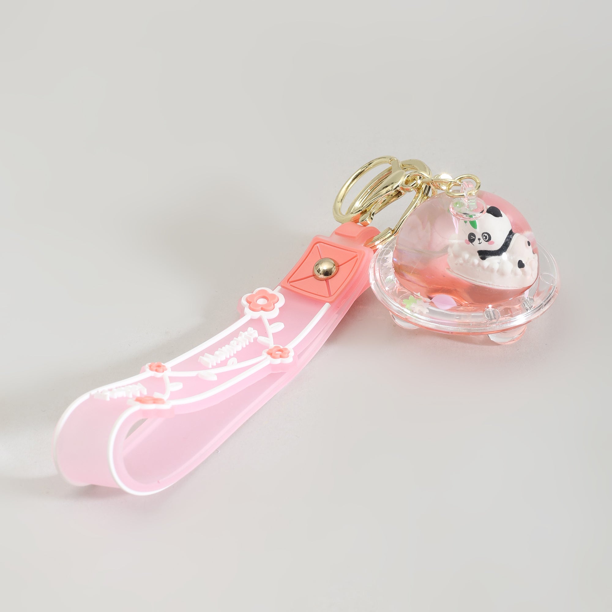 Mumuso Cute Floating Panda Keychain: Pink
