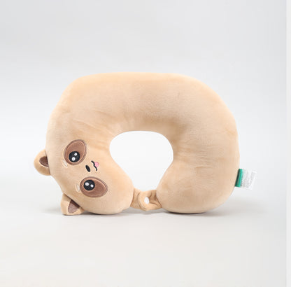 Super Comfortable Kawaii Racoon U-Shaped Neck Pillow- Brown