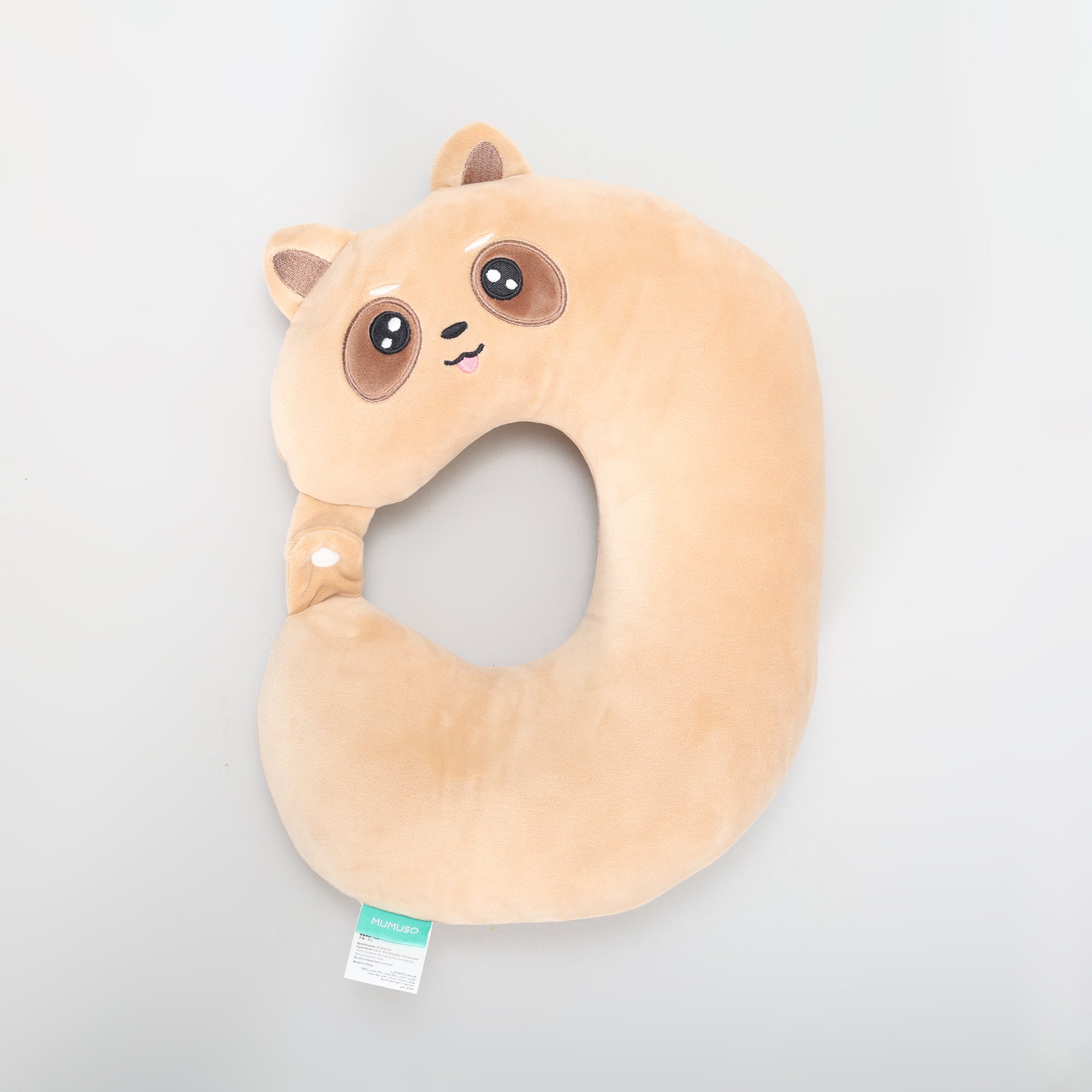 Super Comfortable Kawaii Racoon U-Shaped Neck Pillow- Brown