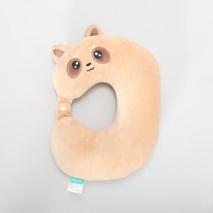 Super Comfortable Kawaii Racoon U-Shaped Neck Pillow- Brown