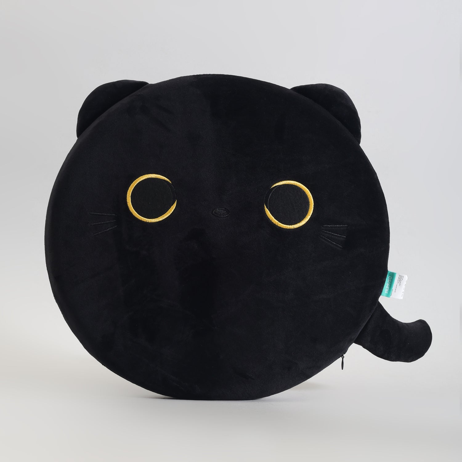 MUMUSO Black Cat Round Memory Foam Seat Cushion &amp; Throw Pillow