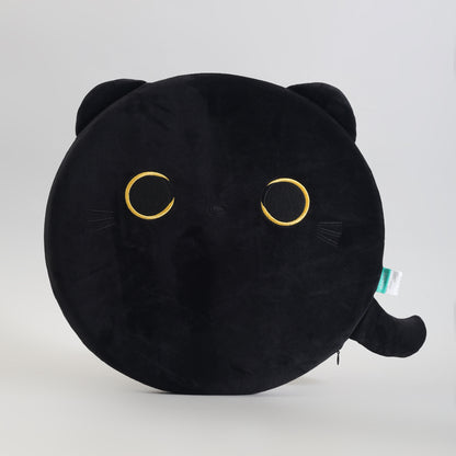 MUMUSO Black Cat Round Memory Foam Seat Cushion &amp; Throw Pillow