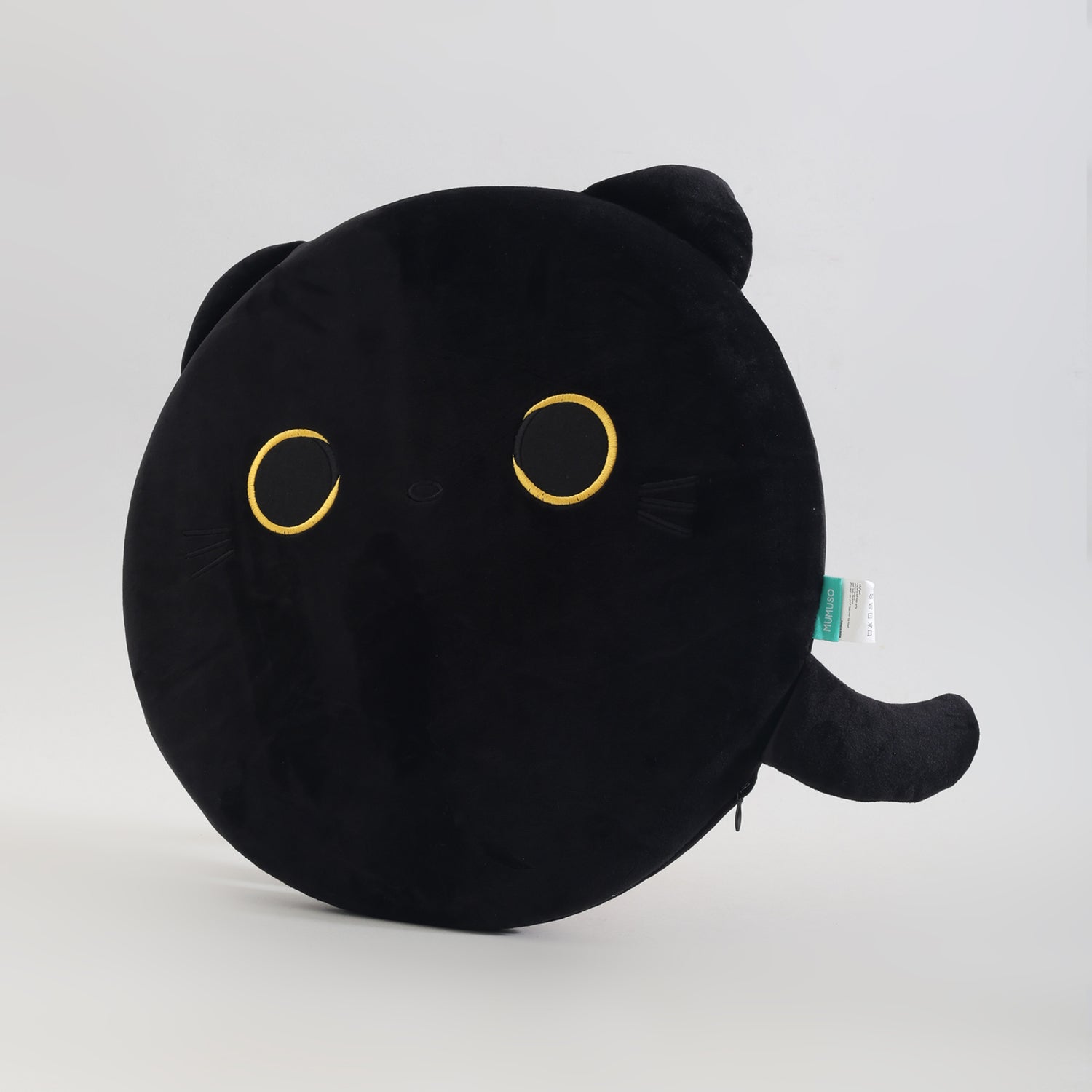MUMUSO Black Cat Round Memory Foam Seat Cushion &amp; Throw Pillow