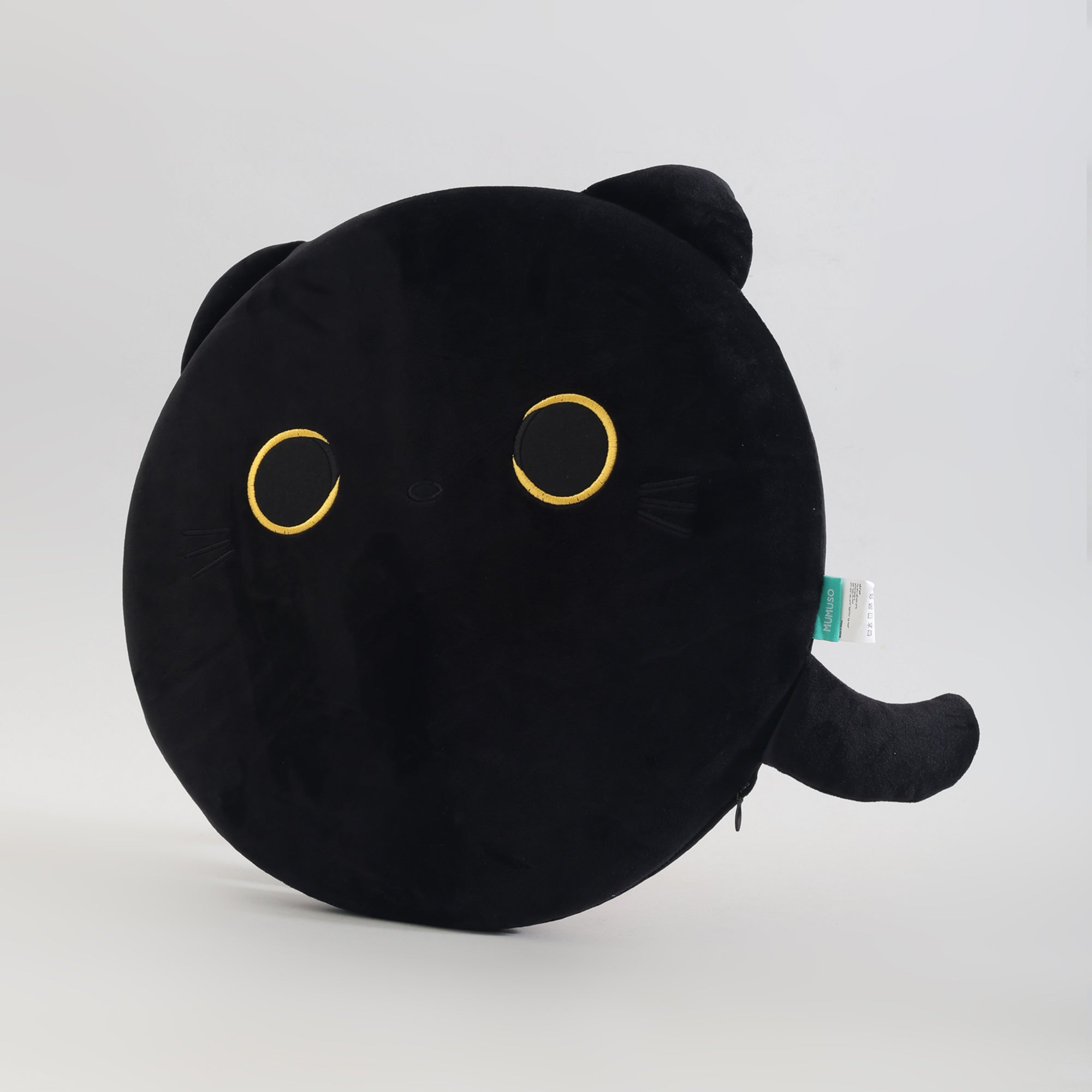 MUMUSO Black Cat Round Memory Foam Seat Cushion &amp; Throw Pillow