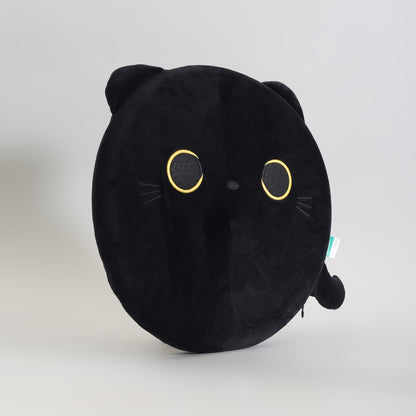MUMUSO Black Cat Round Memory Foam Seat Cushion &amp; Throw Pillow