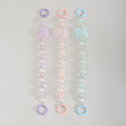 Mumuso Beaded Cellphone Wrist Strap with Crystalline Bowknot- Assorted Colours