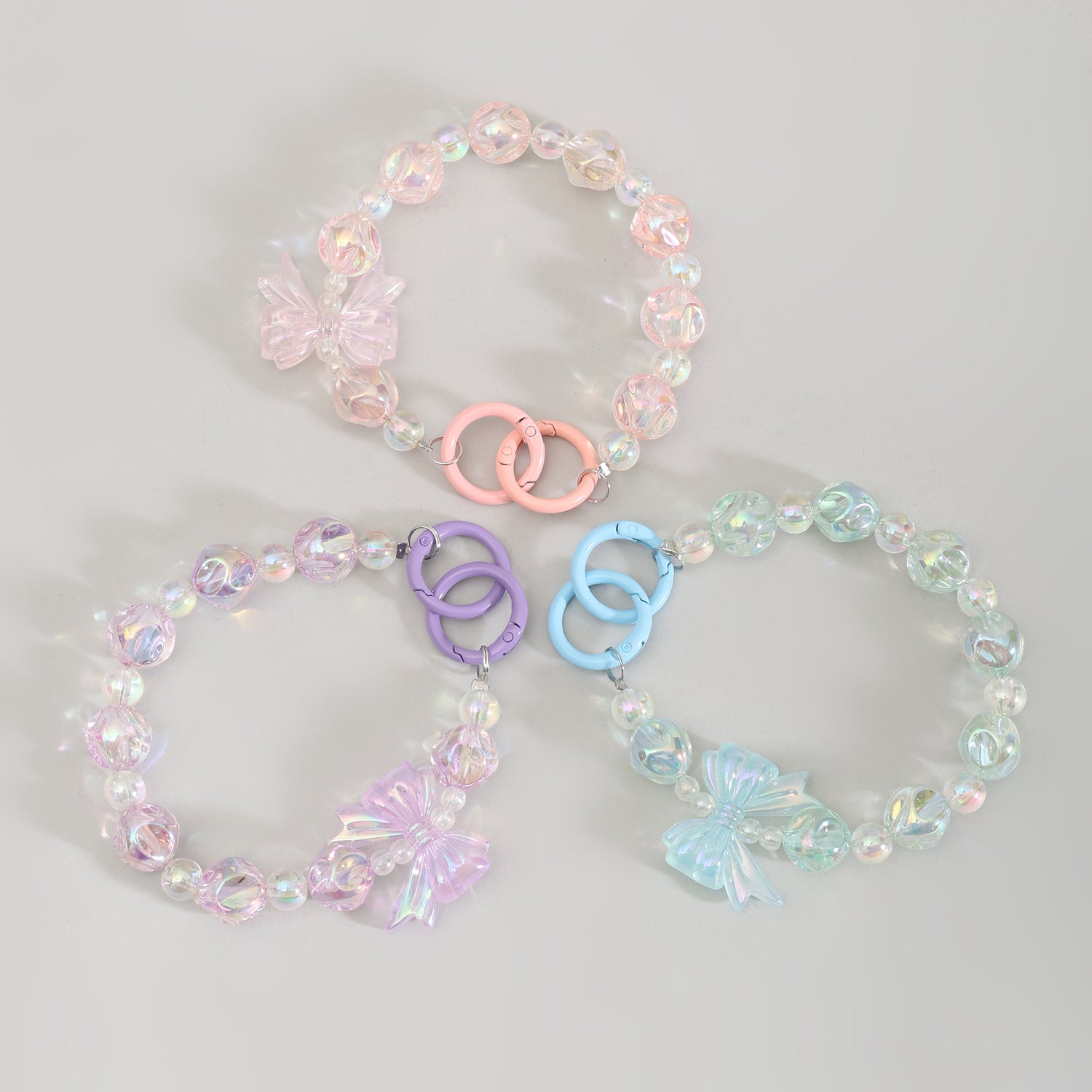 Mumuso Beaded Cellphone Wrist Strap with Crystalline Bowknot- Assorted Colours