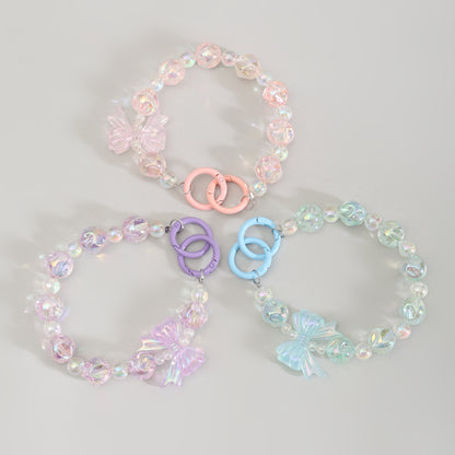 Mumuso Beaded Cellphone Wrist Strap with Crystalline Bowknot- Assorted Colours