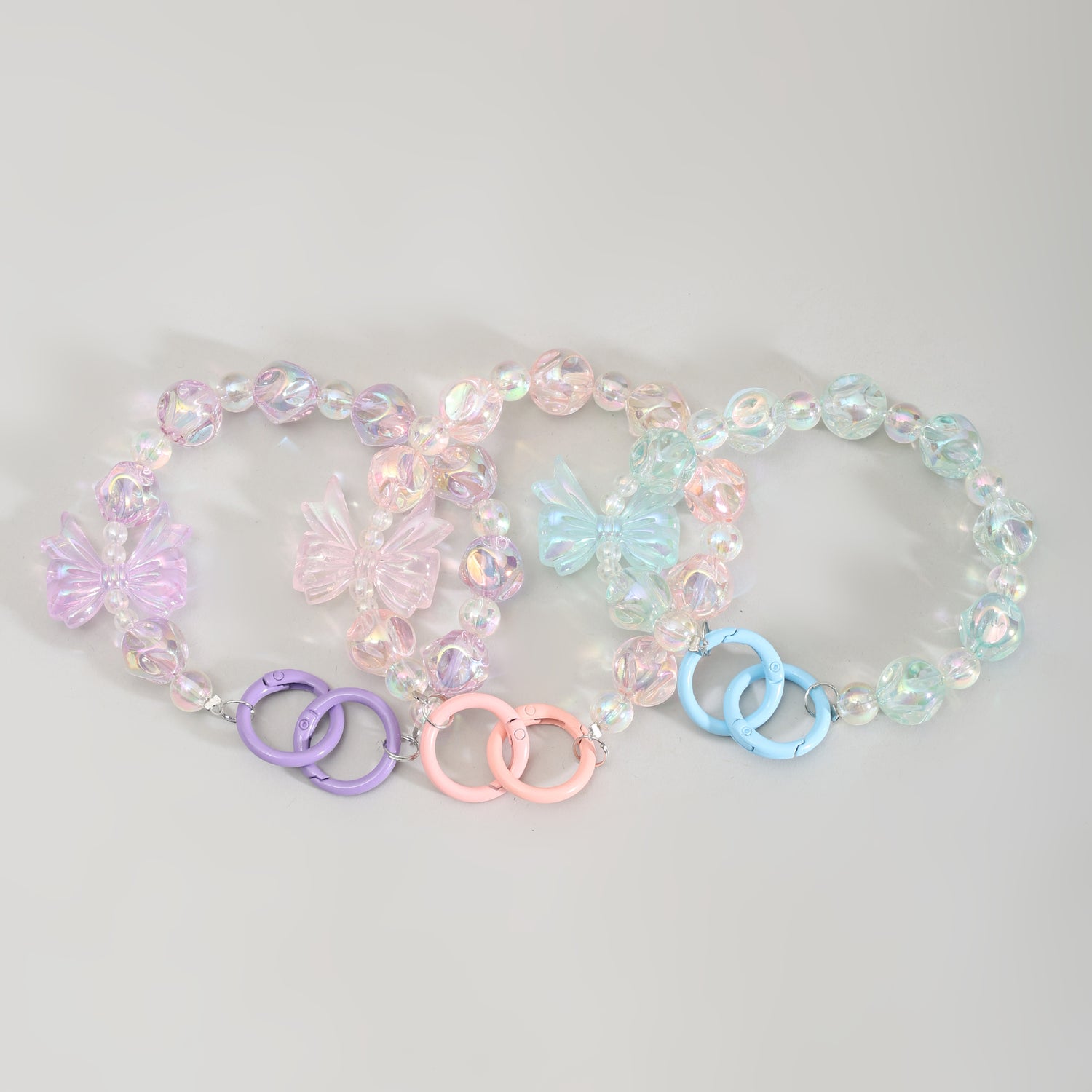 Mumuso Beaded Cellphone Wrist Strap with Crystalline Bowknot- Assorted Colours