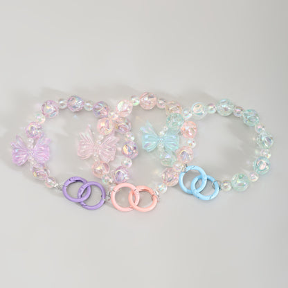 Mumuso Beaded Cellphone Wrist Strap with Crystalline Bowknot- Assorted Colours