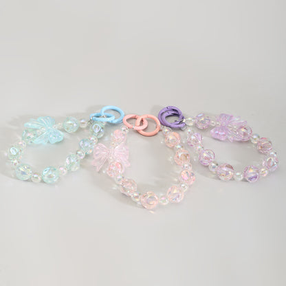 Mumuso Beaded Cellphone Wrist Strap with Crystalline Bowknot- Assorted Colours