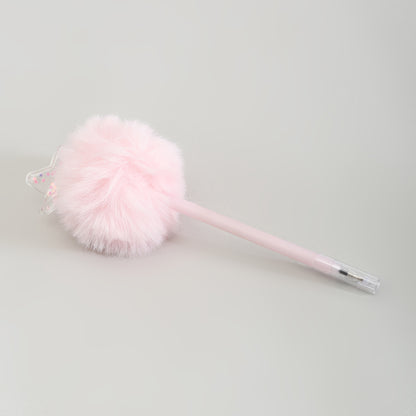 Plush Pom Pom Ballpoint Pen - Pink