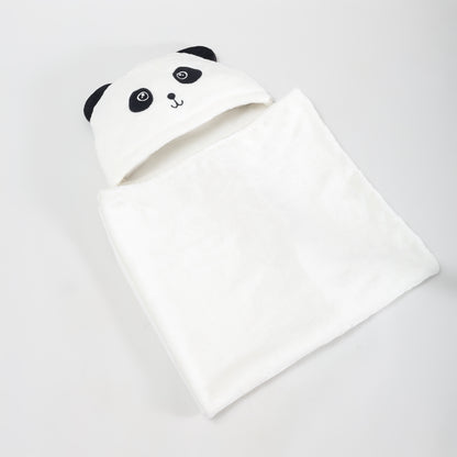 Cute Panda Hooded Cape Blanket - Black &amp; White