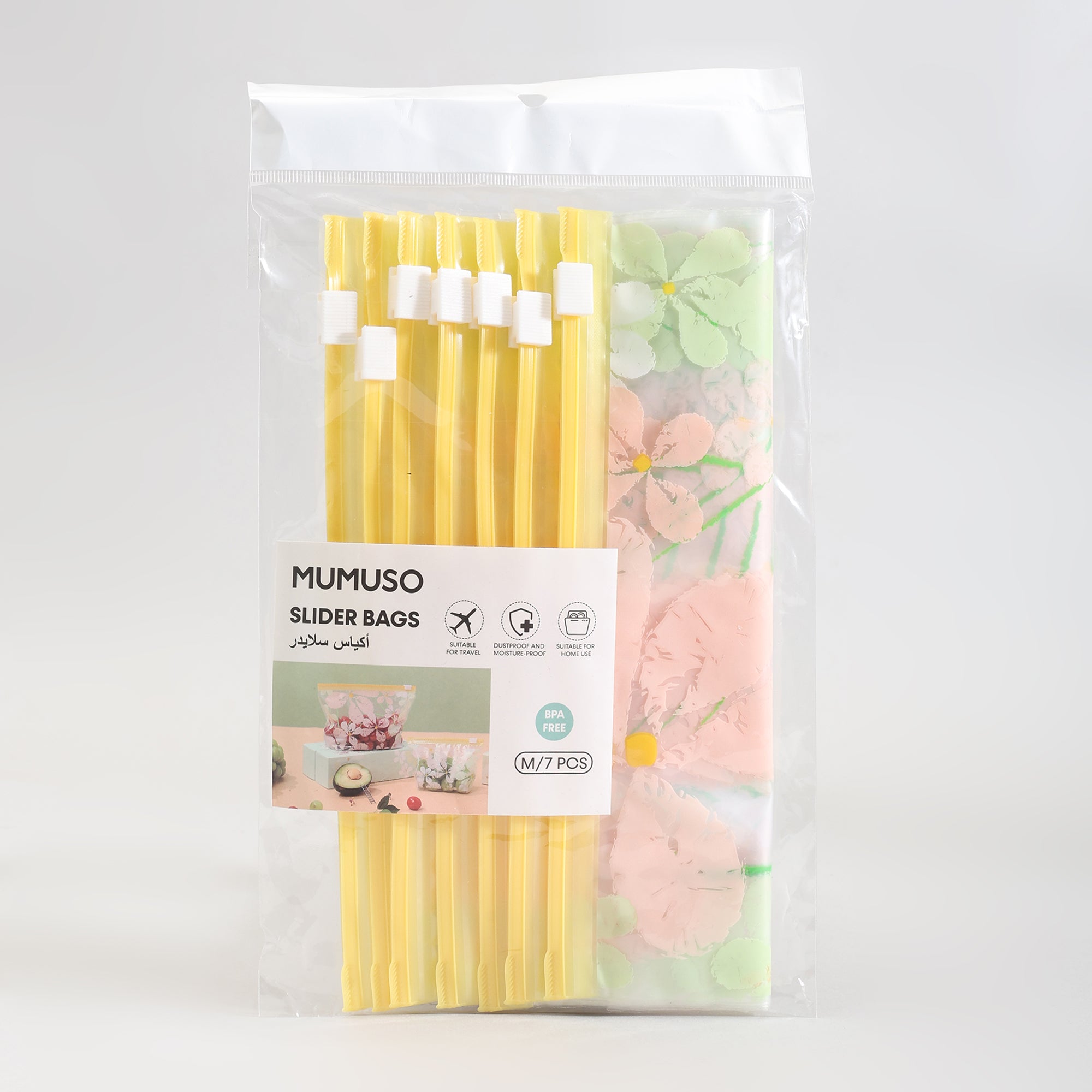 Mumuso Floral Pattern Slider Bags: Medium 7 Slider Bags