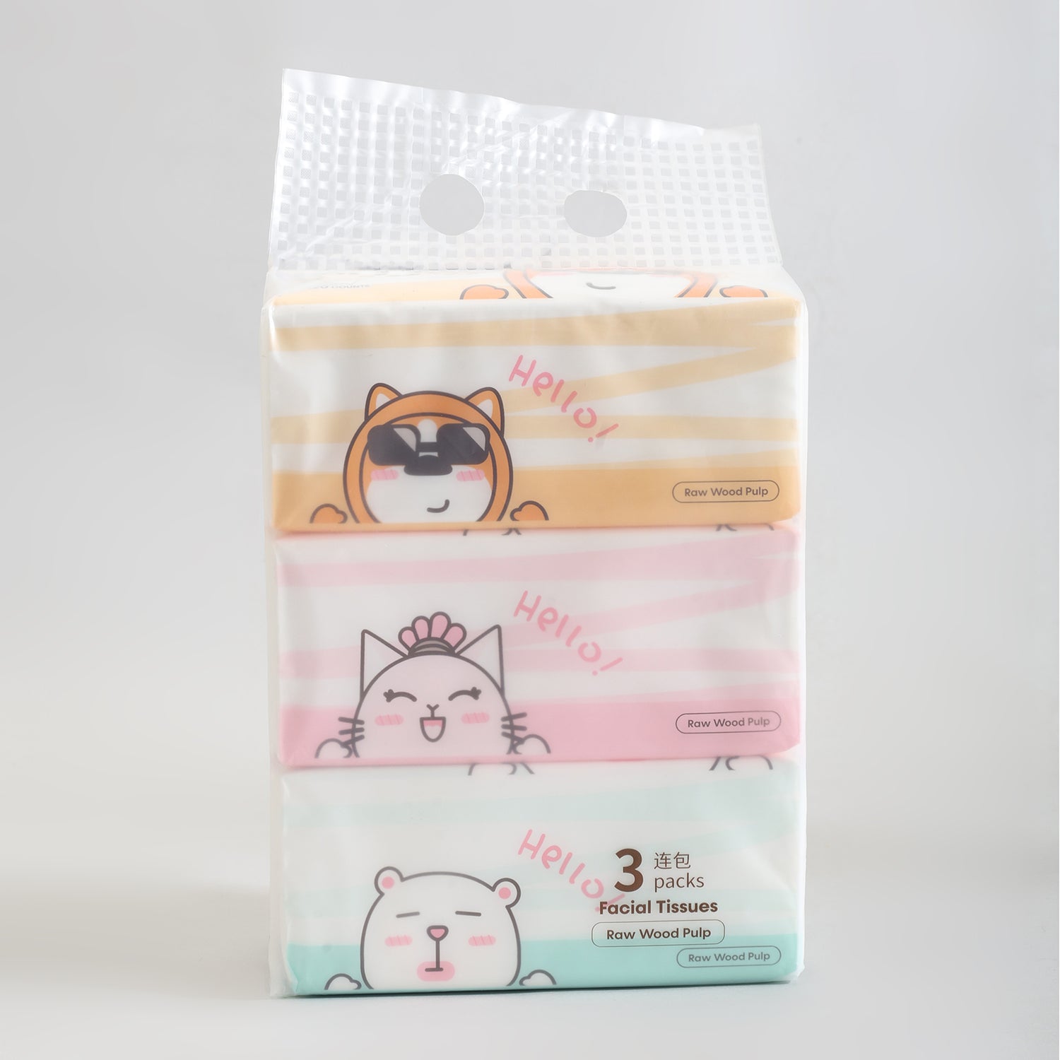 Mumuso Super Soft Facial Tissues- 3-Pack Bundle- 120 Counts