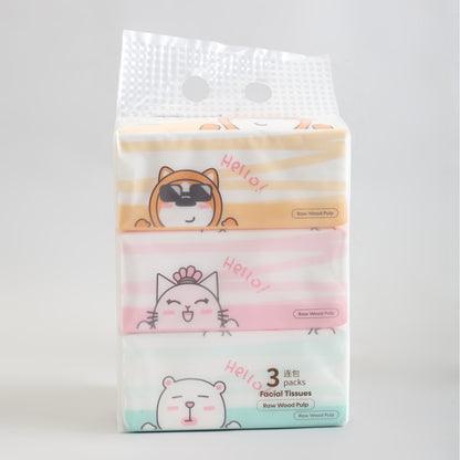 Mumuso Super Soft Facial Tissues- 3-Pack Bundle- 120 Counts