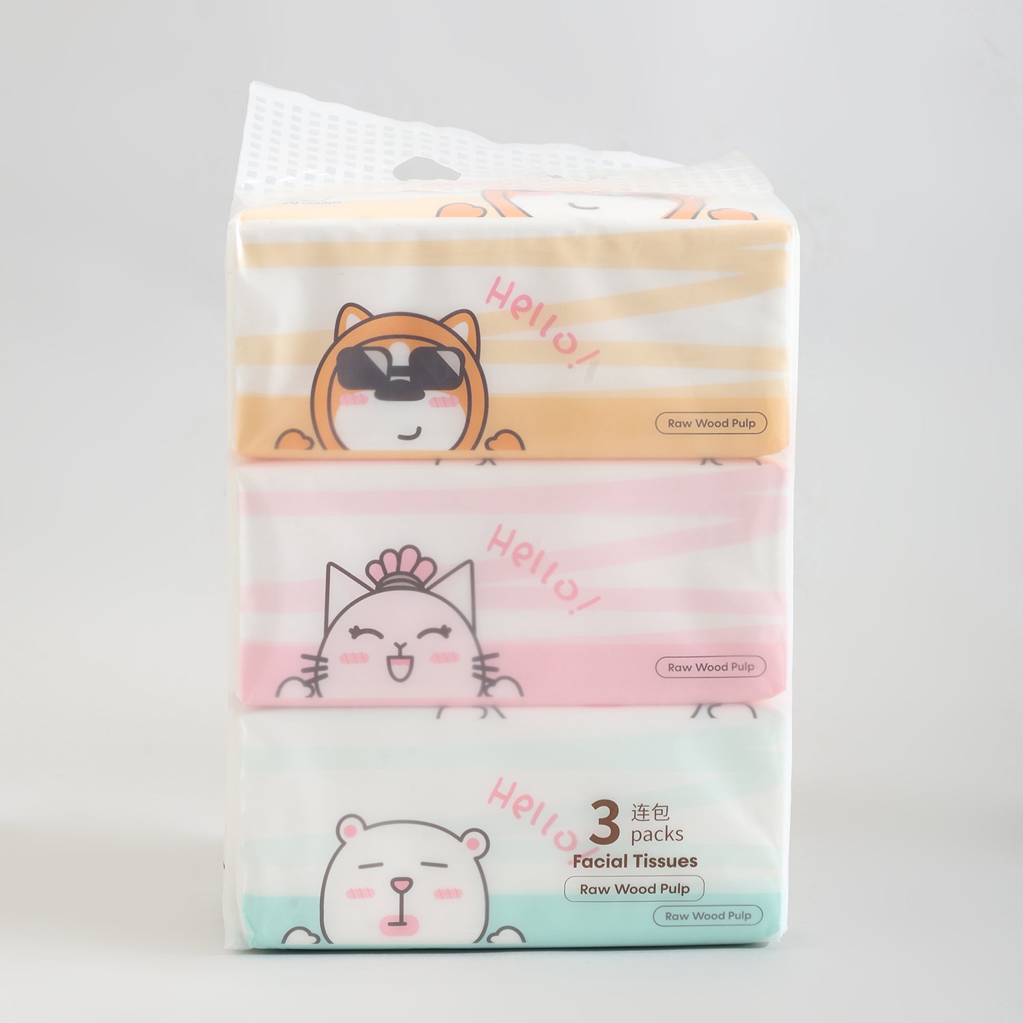 Mumuso Super Soft Facial Tissues- 3-Pack Bundle- 120 Counts