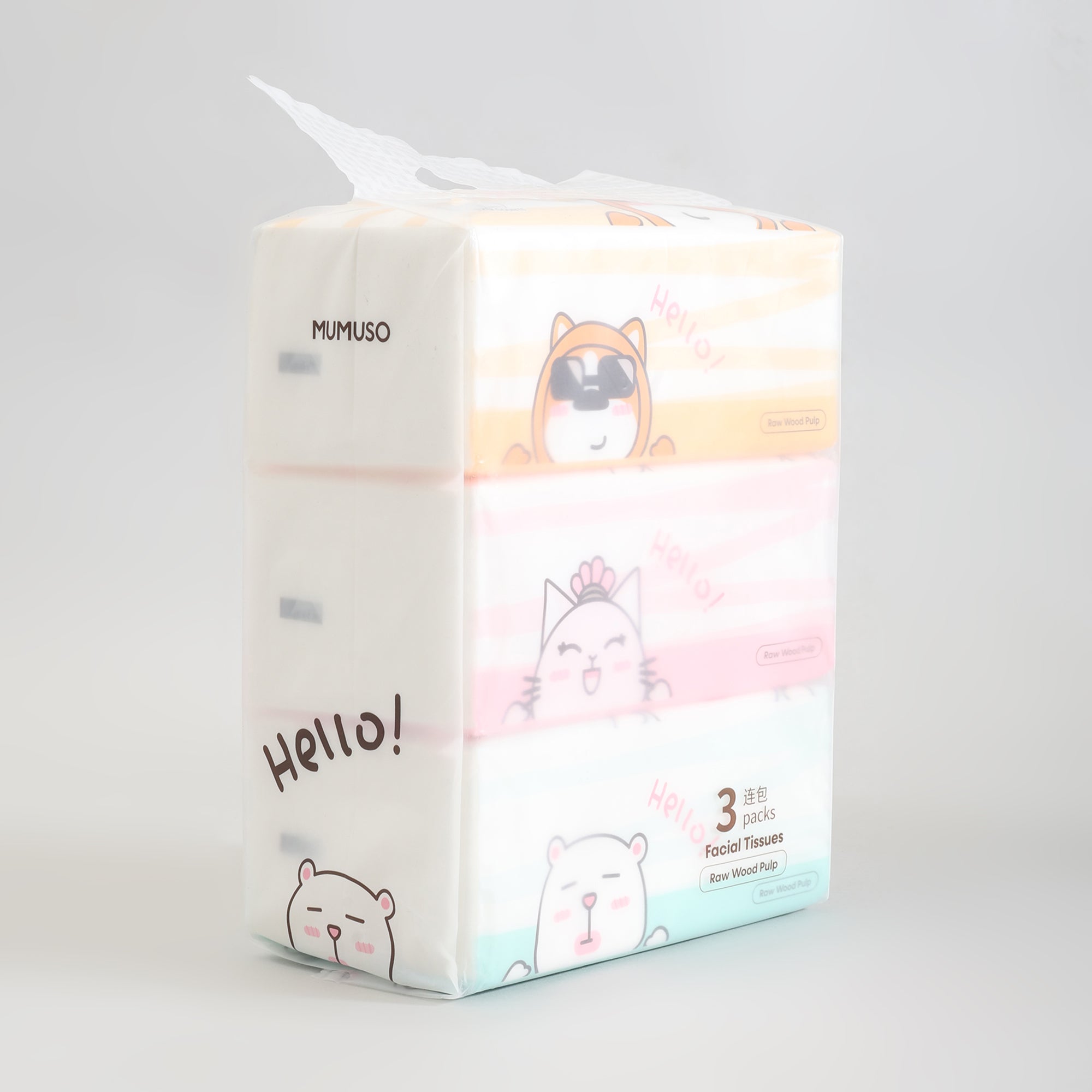 Mumuso Super Soft Facial Tissues- 3-Pack Bundle- 120 Counts