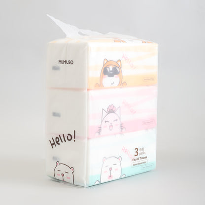 Mumuso Super Soft Facial Tissues- 3-Pack Bundle- 120 Counts