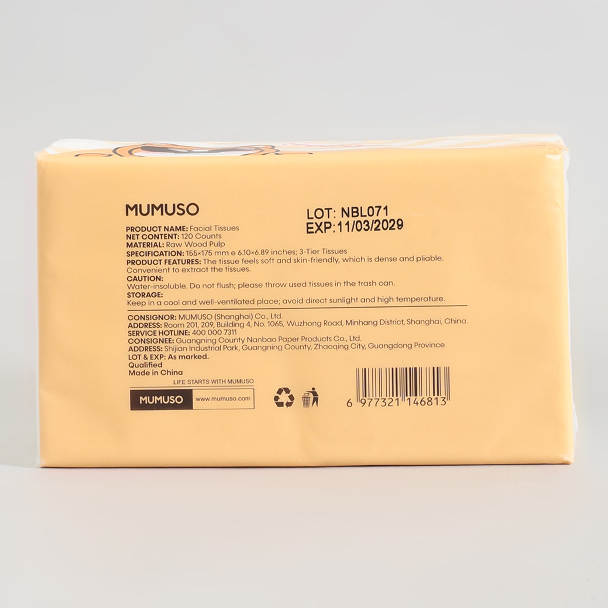 Mumuso Super Soft Facial Tissues- 3-Pack Bundle- 120 Counts