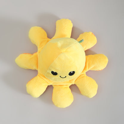 Reversible Moody Octopus -  Yellow and Orange- 20cm