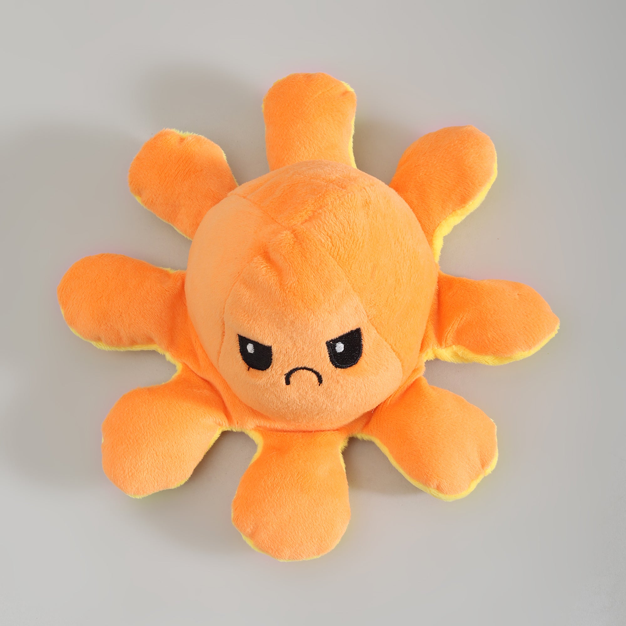 Reversible Moody Octopus -  Yellow and Orange- 20cm