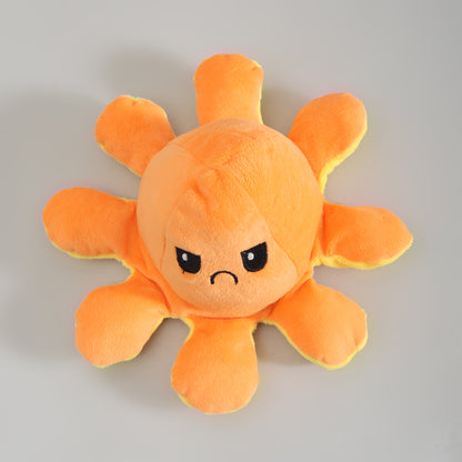 Reversible Moody Octopus -  Yellow and Orange- 20cm