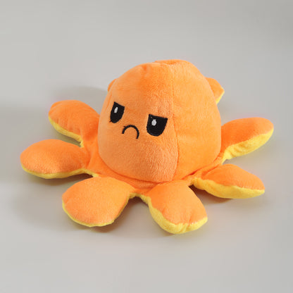 Reversible Moody Octopus -  Yellow and Orange- 20cm