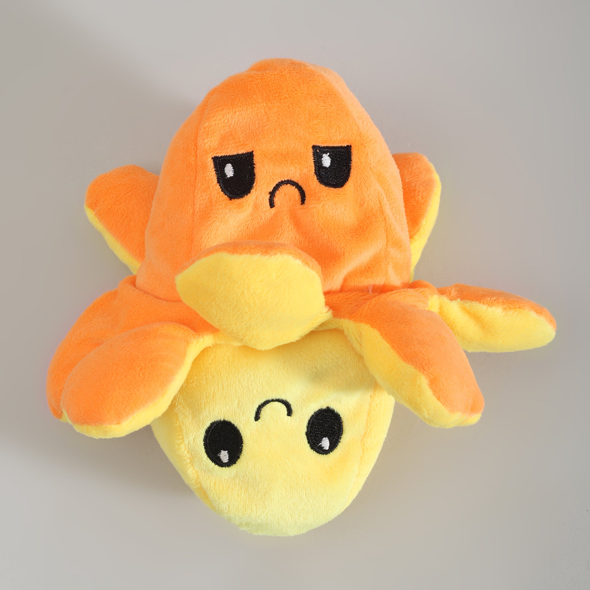 Reversible Moody Octopus -  Yellow and Orange- 20cm