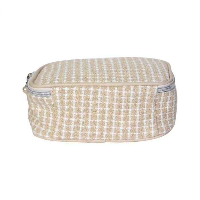 Jacquard Weave Portable Cosmetic Case - Apricot Mumuso