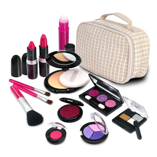 Jacquard Weave Portable Cosmetic Case - Apricot Mumuso