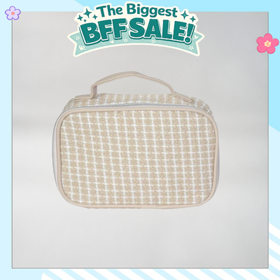 Jacquard Weave Portable Cosmetic Case - Apricot