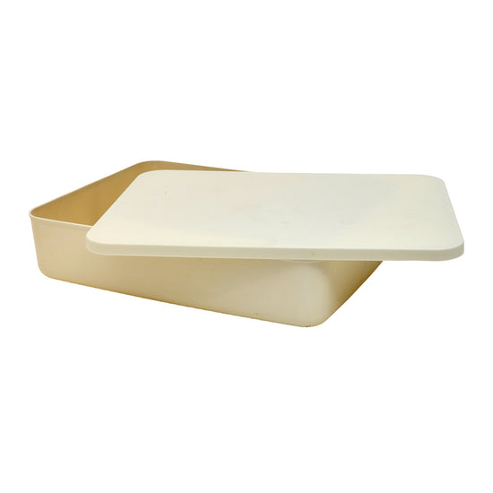 Lidded Short Storage Bin - Beige Mumuso