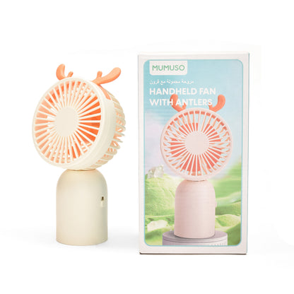 Mini Electric Handfan with Antlers- Pink/ White/ Green