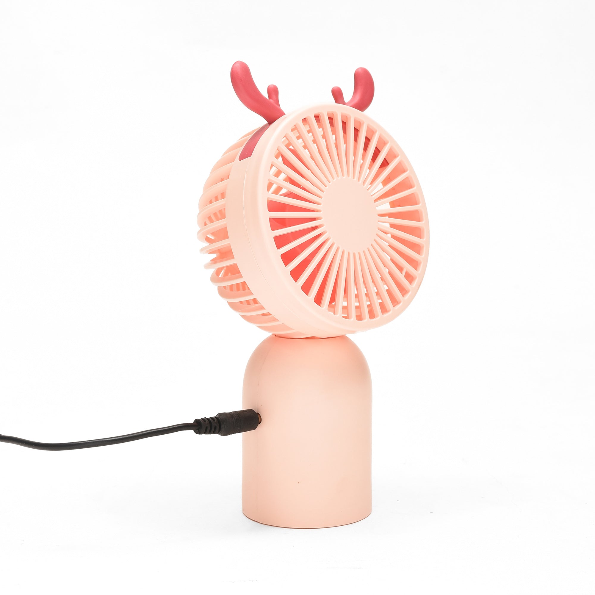 Mini Electric Handfan with Antlers- Pink/ White/ Green