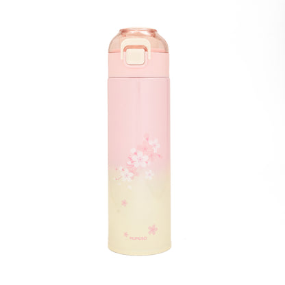 Cherry Blossom Insulated Water Bottle with Flip Top Lid- Pink/500ml