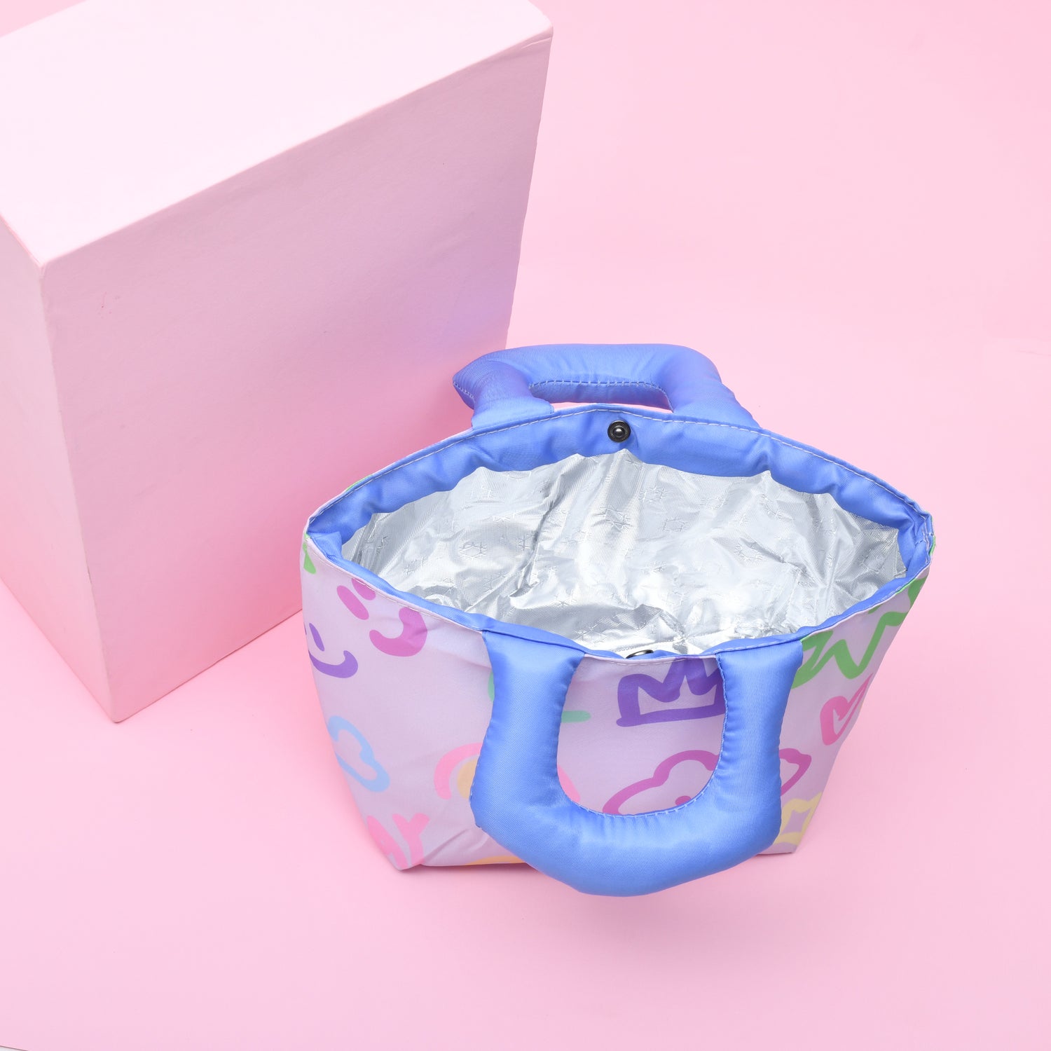 Colourful Cartoon Lunch Bag- Pink/Purple