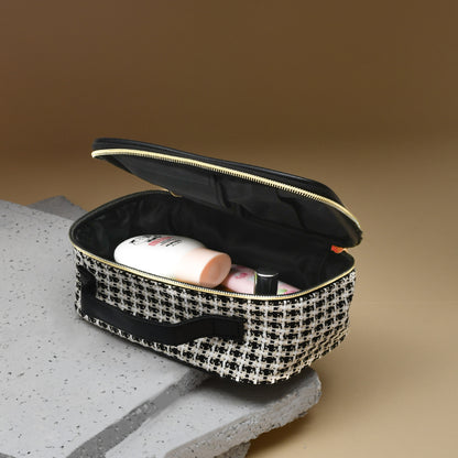Mumuso Jacquard Weave Portable Cosmetic Bag – Black
