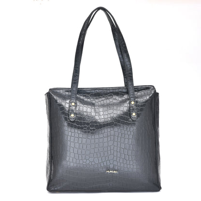 Mumuso Croco Tote Bag- Black