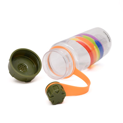 Rainbow Sports Water Bottle- Green/ Blue/ Black