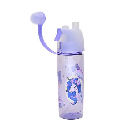 Cute Spray Water Bottle for Kids- 500ml/ Purple and Blue