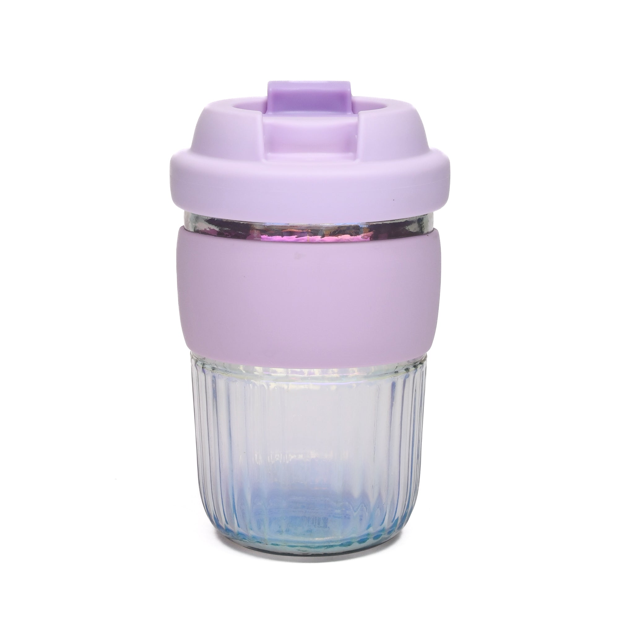 Dazzling Glass Coffee Tumbler with Lid and Sleeves-400ml
